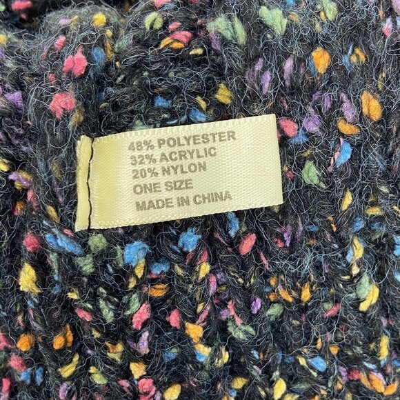 Confetti Cable Knit Pom Pom Beanie Stocking Cap Black - Picture 6 of 6